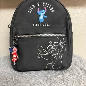 Disney Primark Black Mini Backpack with Lilo & Stitch Accents